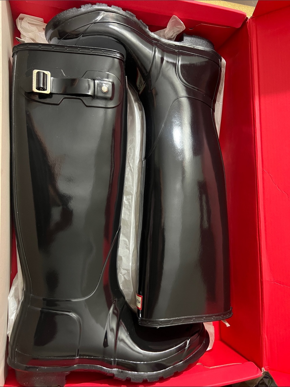 BNIB Hunter Women’s Original Tall Black Gloss Rain Boots